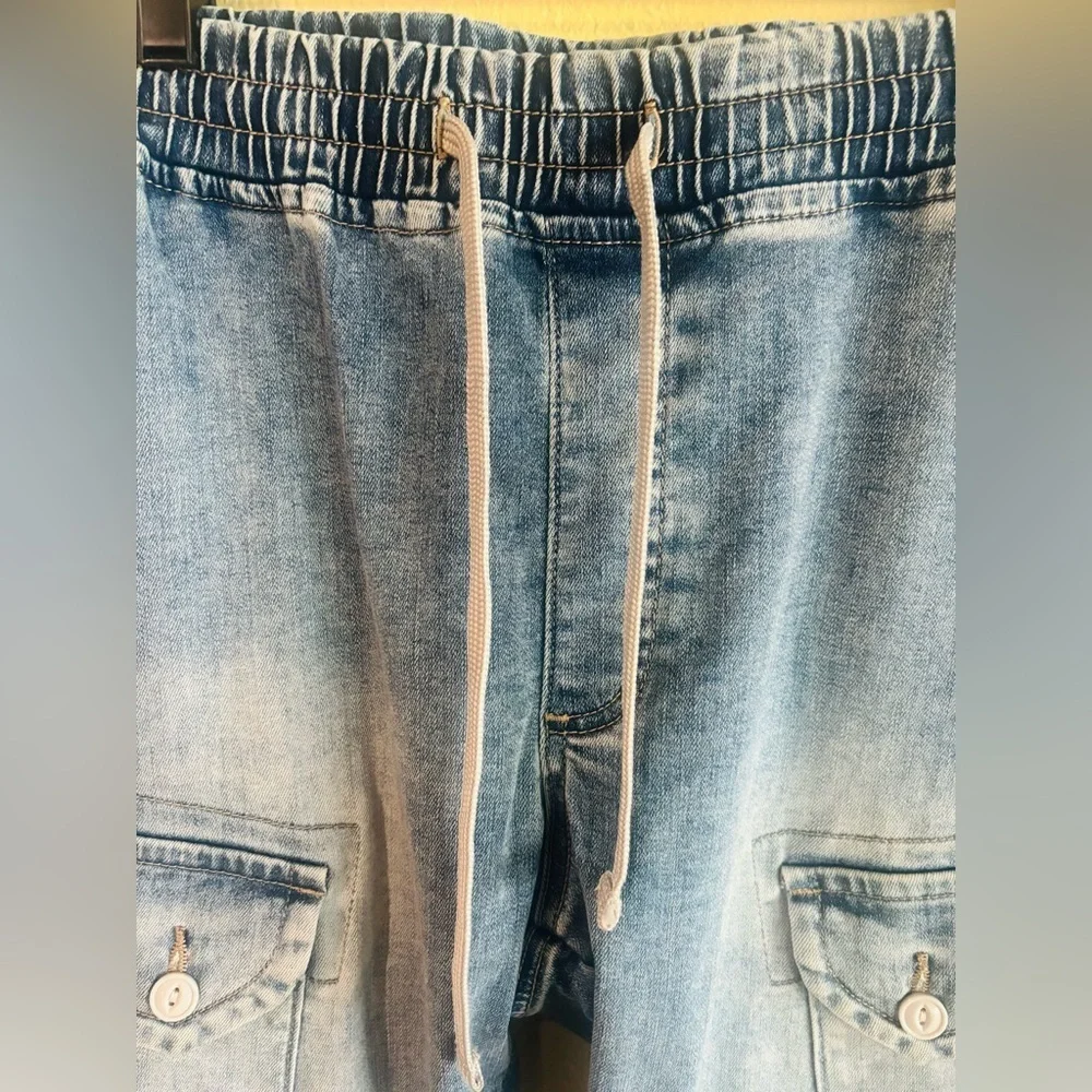 Sun + Stone Men's Encinita Regular-Fit Denim Cargo Joggers Size: XL (Waist 36)